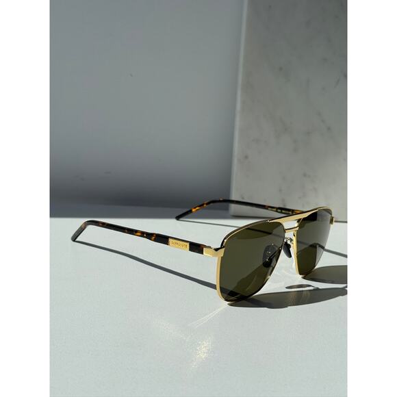 NEW Gucci GG1164S Squared Gold Aviator Unisex Sunglasses - Picture 6 of 10